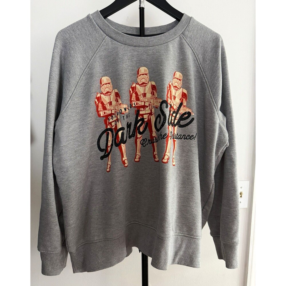 Disney Star Wars Stormtrooper Dark Side Gray Crewneck Fleece Pullover XL
